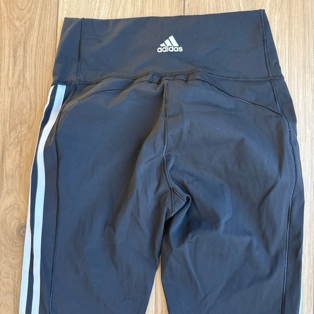 adidas Womens 7/8 3-Stripe Active Tight High Waisted (BLACK/WHITE, SIZE M) NWOT